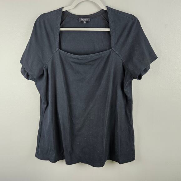 Lafayette 148 Black Square Neck T-Shirt Size XL - Picture 1 of 6